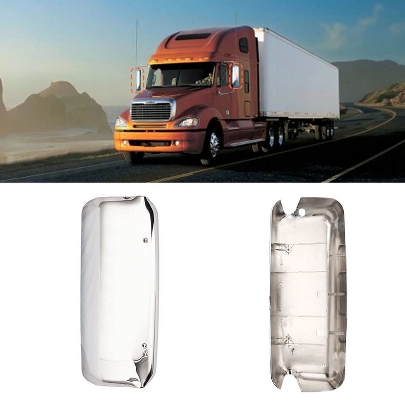 High Soar Chrome Door Mirror Covers Pair for Freightliner Columbia Trucks 2005-2015 (Driver and Passenger Side) - Image 4